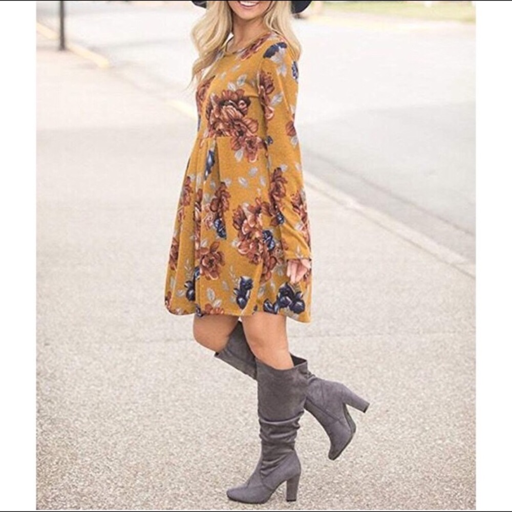Kayden Yellow Long Sleeve Floral Tunic - Picture 2 of 3